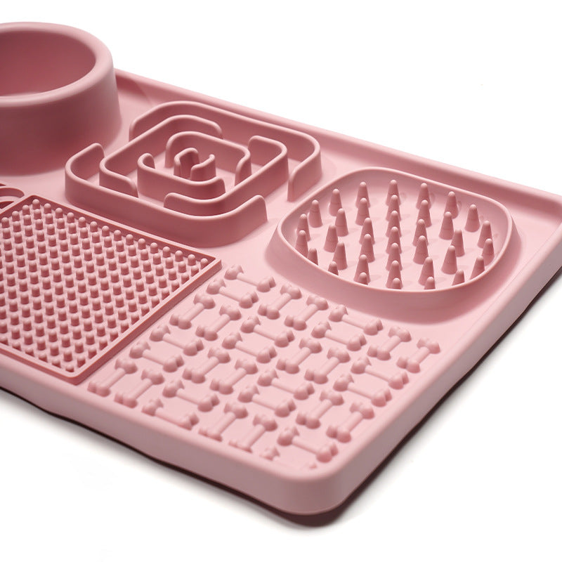 Interactive Slow Feeder & Lick Mat — Enrichment Feeding Tray Pink